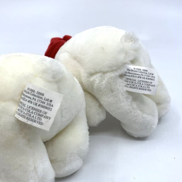 2 Plush Coca-Cola Boyds Bears Mini Polar Bears w/Red Embroidered Christmas Hats - Picture 11 of 12